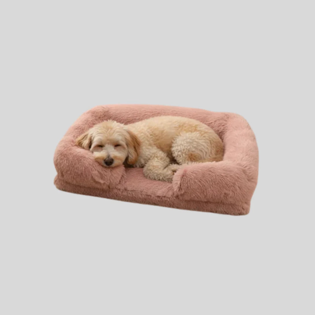 Dog Bed Plush Padded Raised Sides Removable Washable Cover