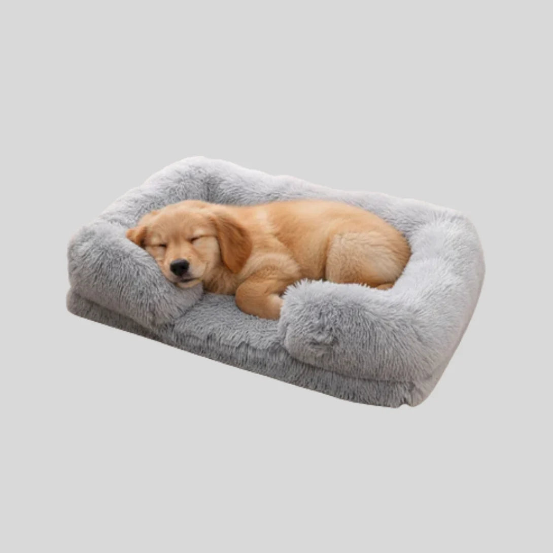 Dog Bed Plush Padded Raised Sides Removable Washable Cover