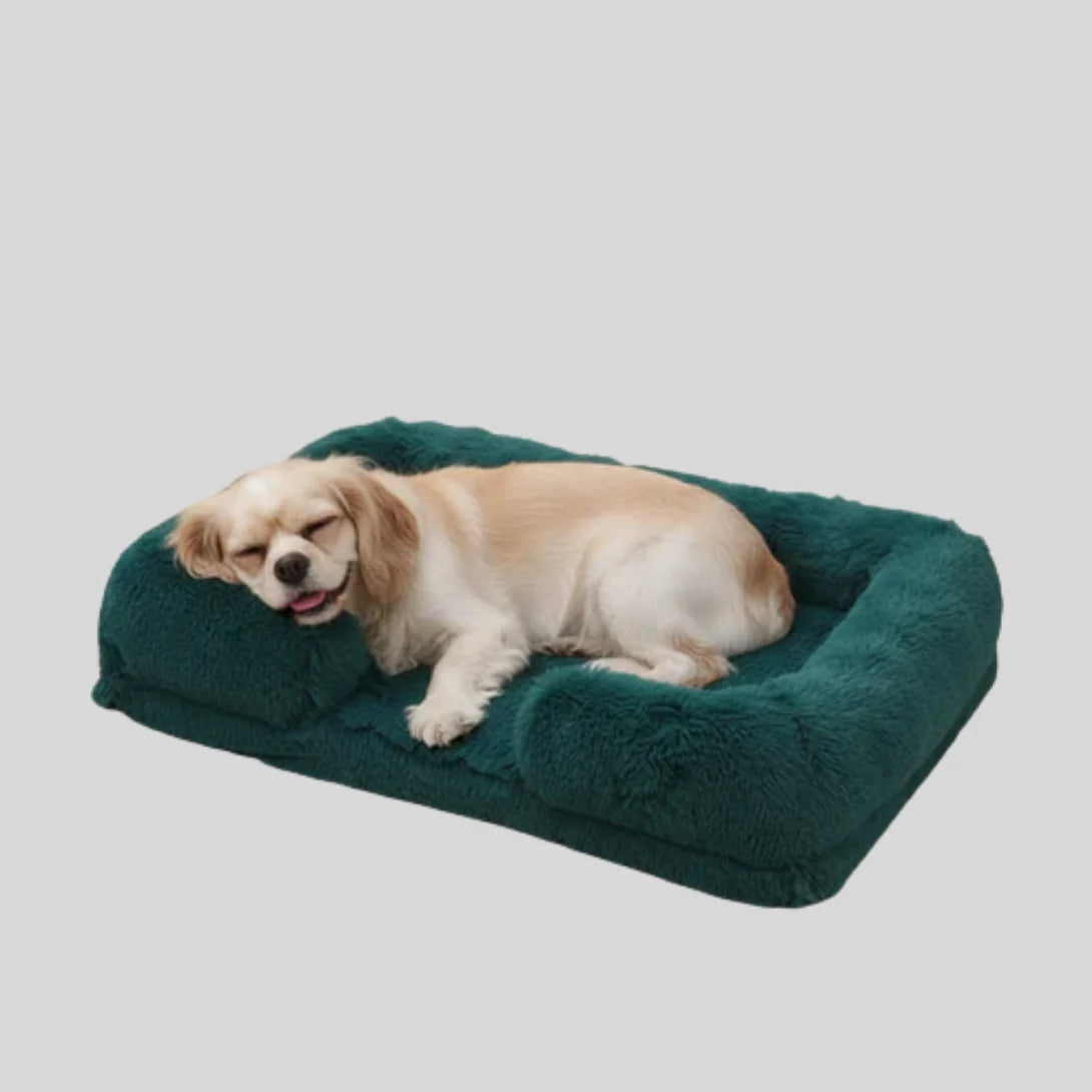 Dog Bed Plush Padded Raised Sides Removable Washable Cover
