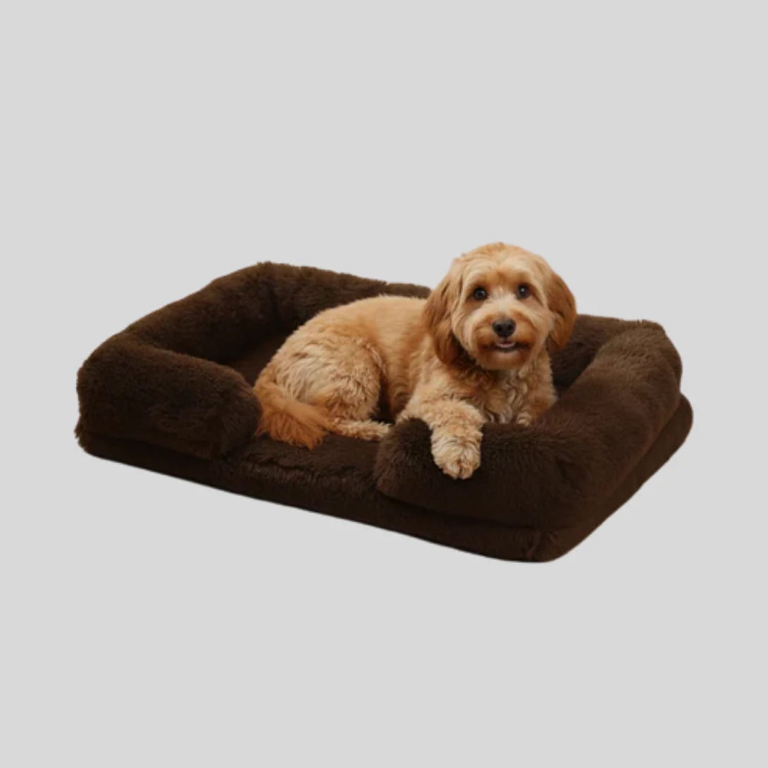 Dog Bed Plush Padded Raised Sides Removable Washable Cover