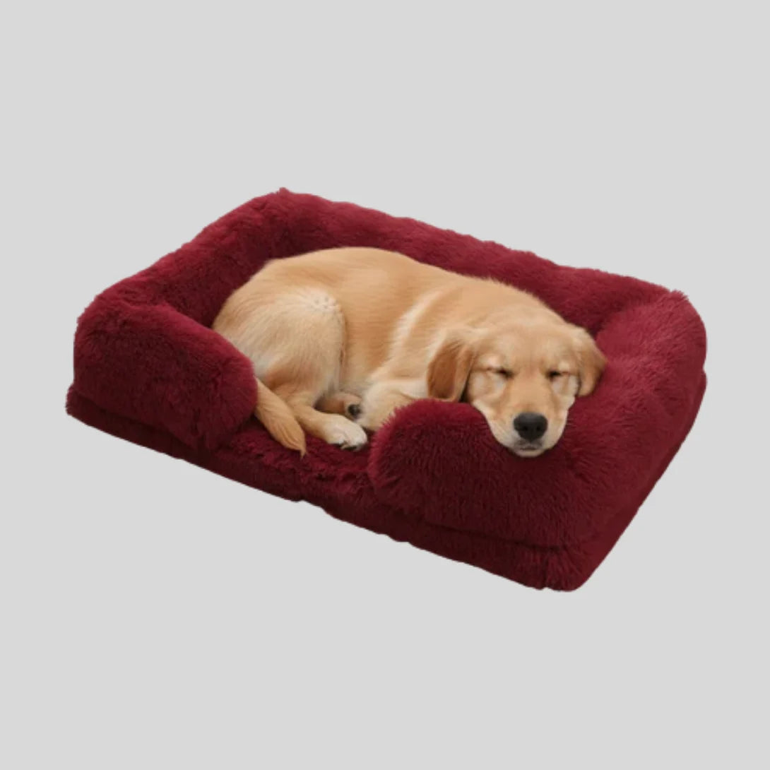 Dog Bed Plush Padded Raised Sides Removable Washable Cover