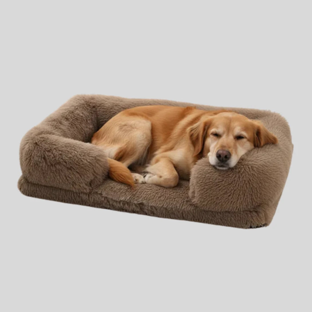 Dog Bed Plush Padded Raised Sides Removable Washable Cover