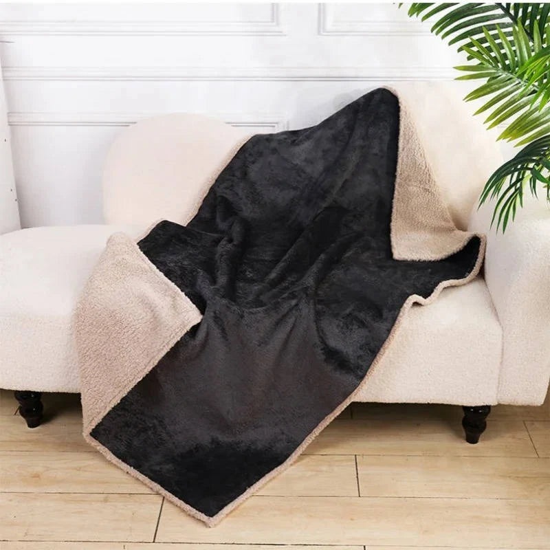 Dog Blanket Sherpa Fleece Waterproof Backing & Raised Rim