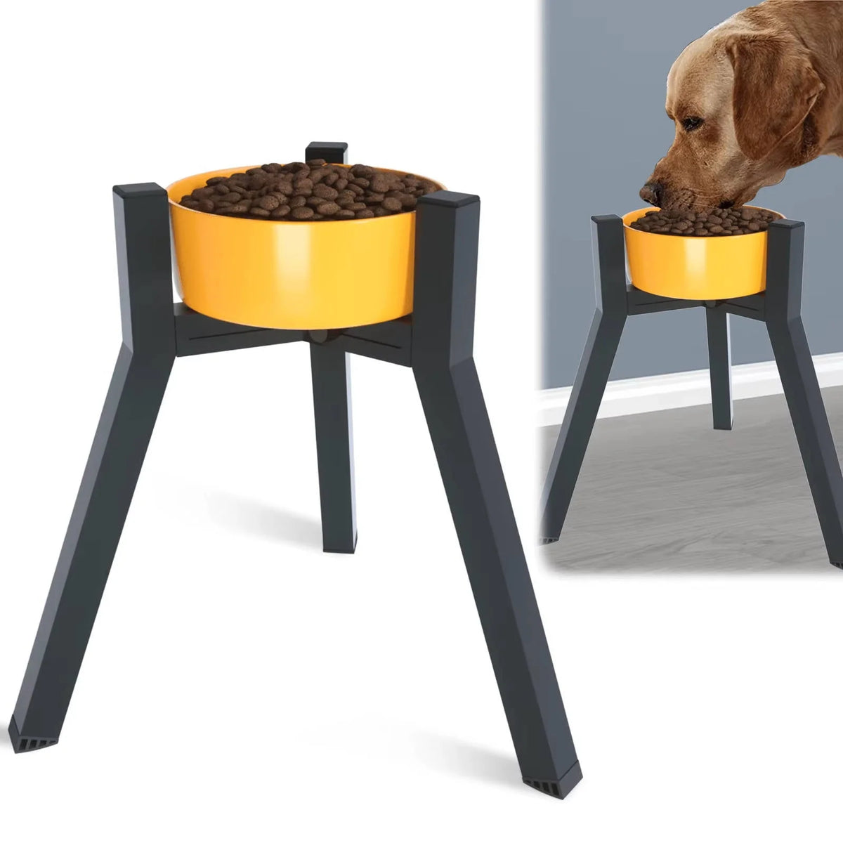 Dog Bowl Stand Adjustable Width & Foldable Metal Frame