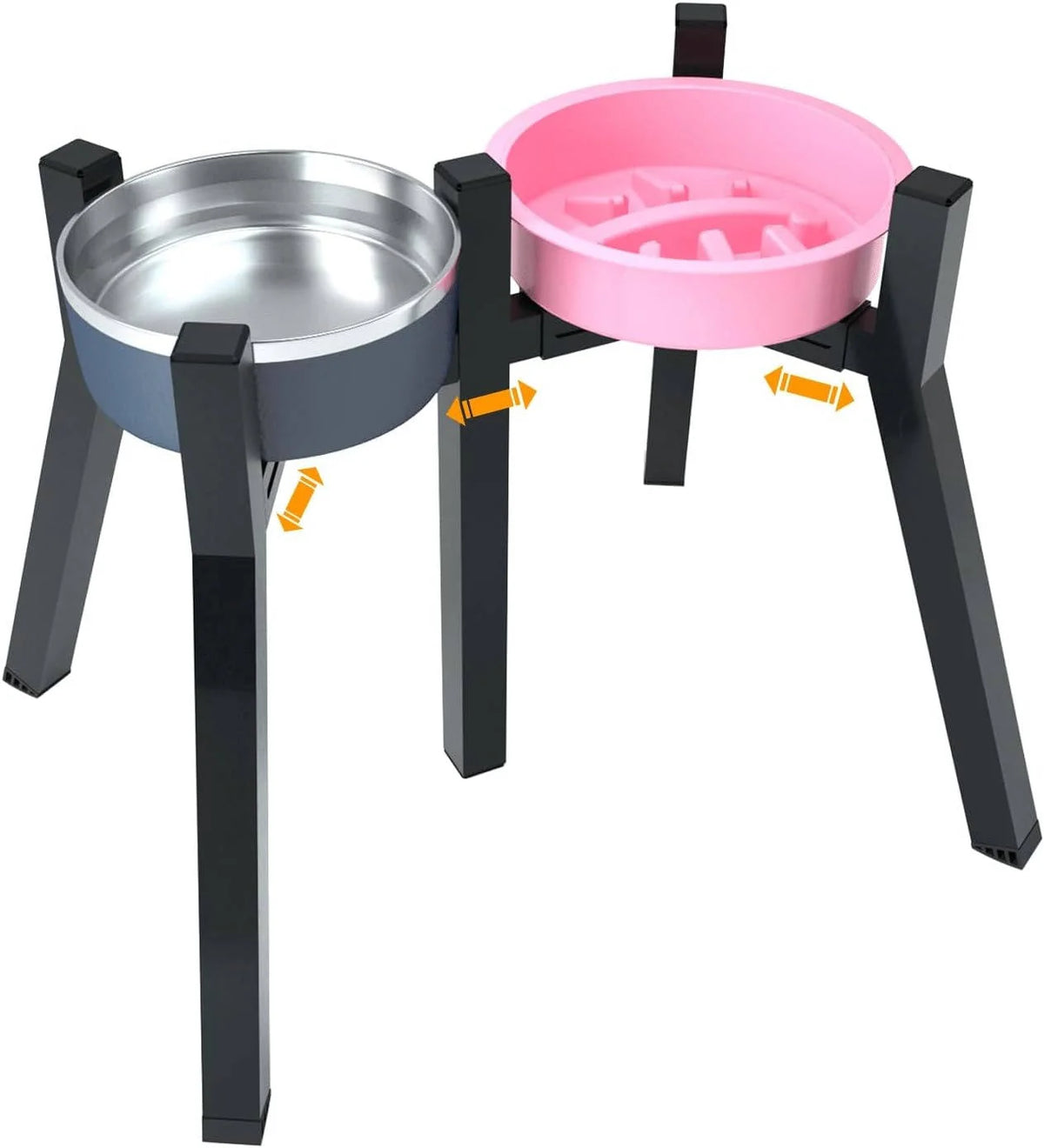 Dog Bowl Stand Adjustable Width & Foldable Metal Frame