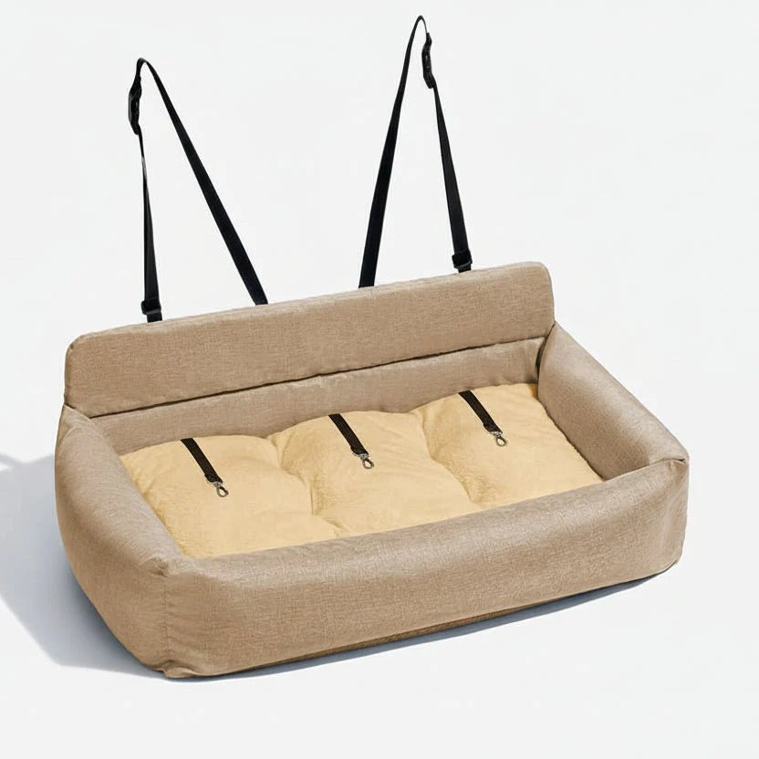 Dog Car Seat Bed Secure Straps Non-Slip Washable Canvas