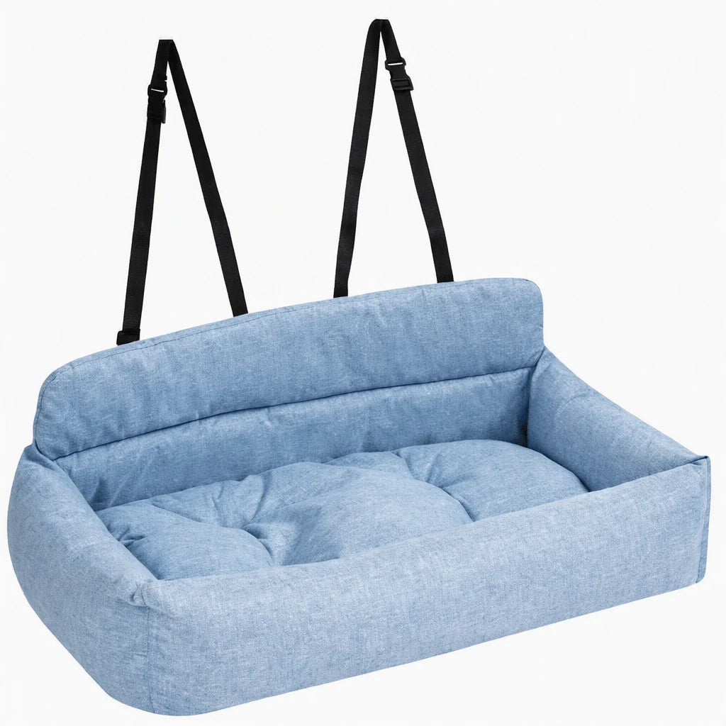 Dog Car Seat Bed Secure Straps Non-Slip Washable Canvas