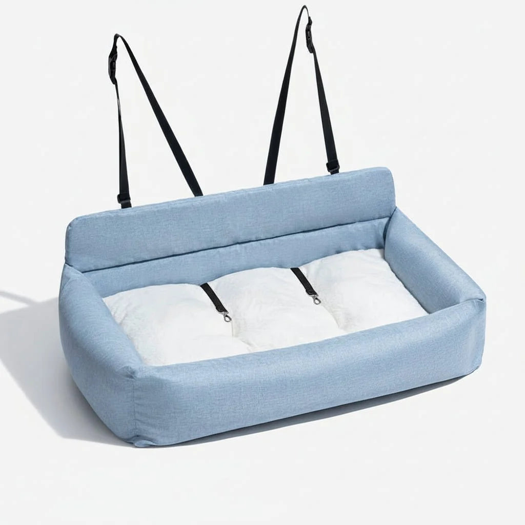 Dog Car Seat Bed Secure Straps Non-Slip Washable Canvas