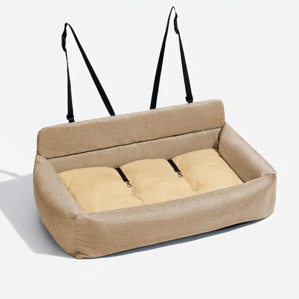 Dog Car Seat Bed Secure Straps Non-Slip Washable Canvas