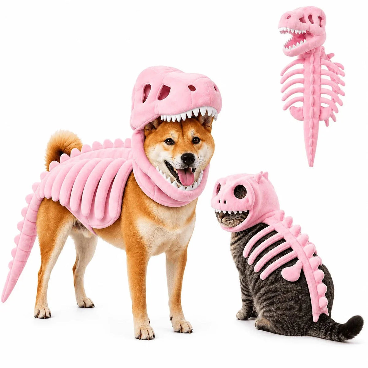 Dog & Cat Costume 3D Skull Hood Stretch Plush