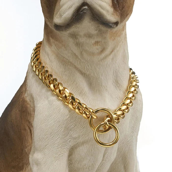 Dog Chain Collar Solid Steel & Chew-Resistant