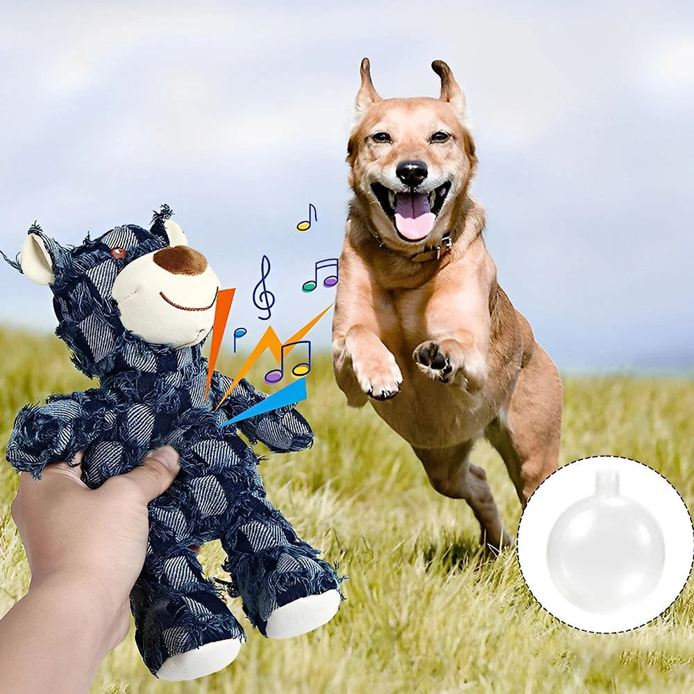 Dog Chew Toy Chew-Resistant Cotton Plush & Squeaker