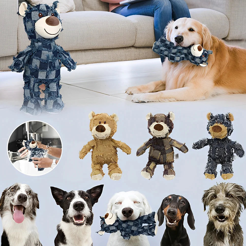 Dog Chew Toy Chew-Resistant Cotton Plush & Squeaker