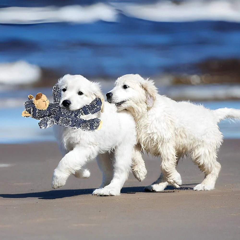 Dog Chew Toy Chew-Resistant Cotton Plush & Squeaker