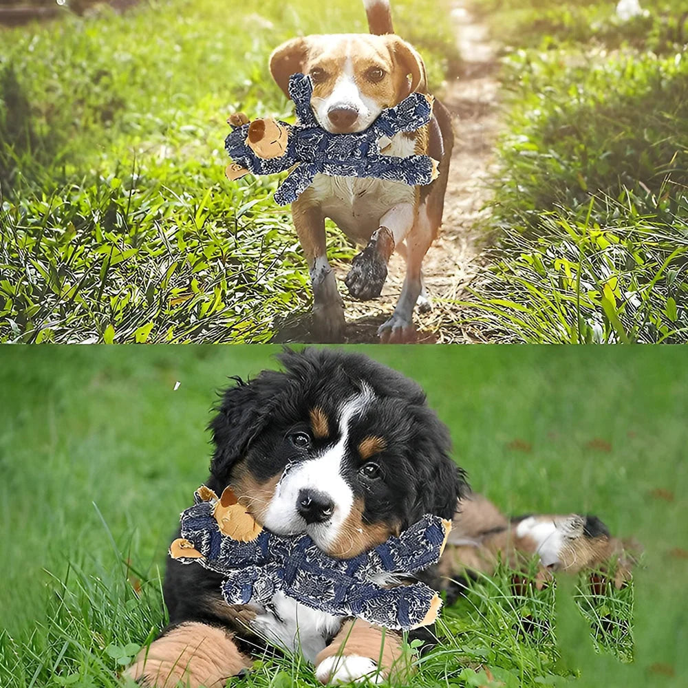 Dog Chew Toy Chew-Resistant Cotton Plush & Squeaker