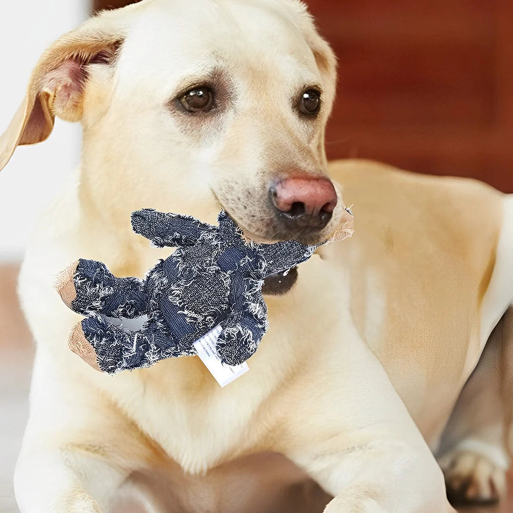 Dog Chew Toy Chew-Resistant Cotton Plush & Squeaker
