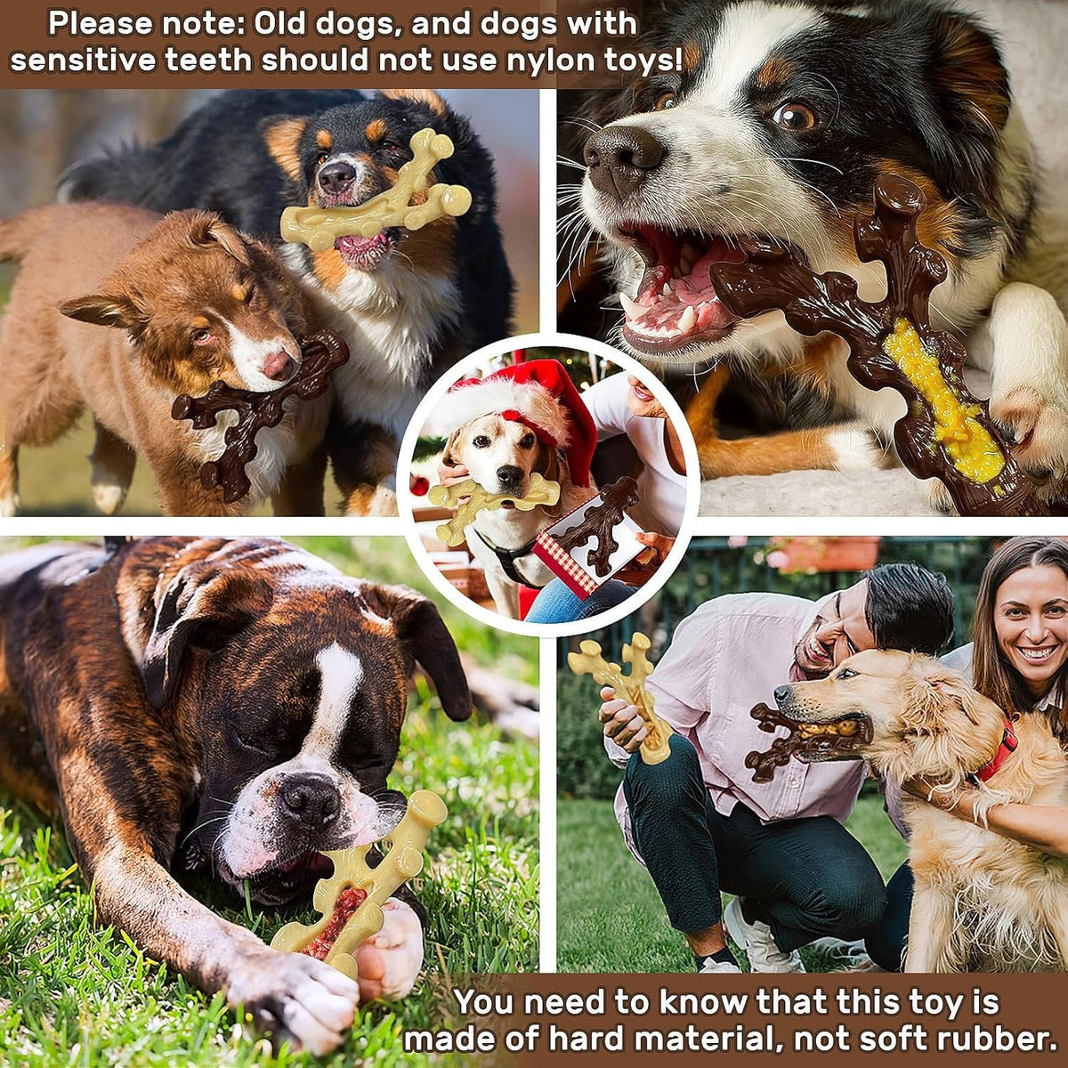Dog Chew Toys Heavy-Duty Nylon Textured Grooves 2-Pack