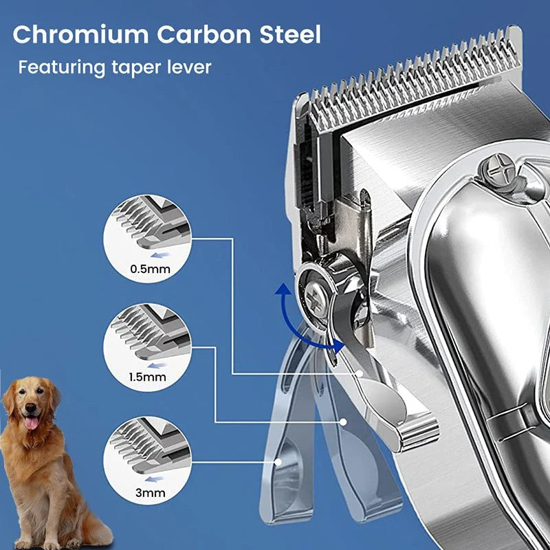 Dog Grooming Clippers Cordless Quiet Carbon Steel Blades