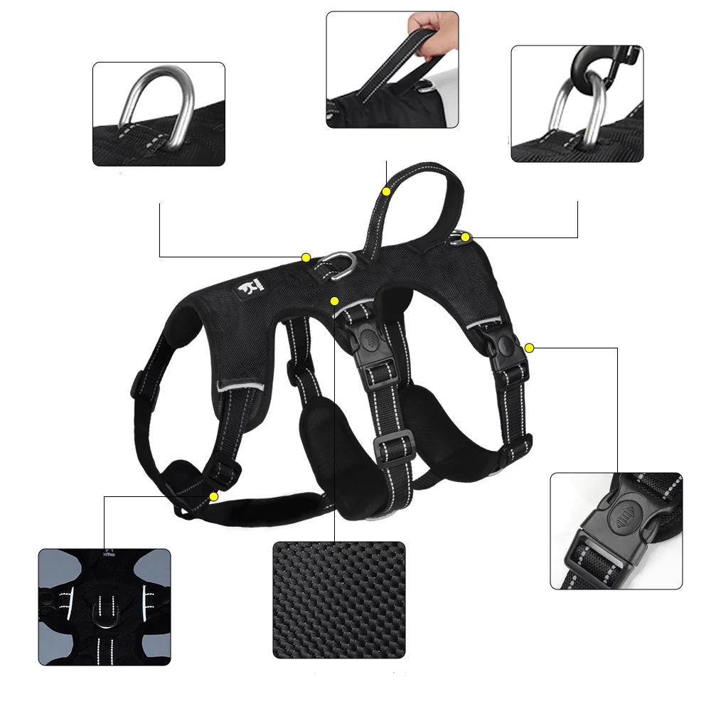 Dog Harness No-Pull Front Clip Reflective Adjustable Fit