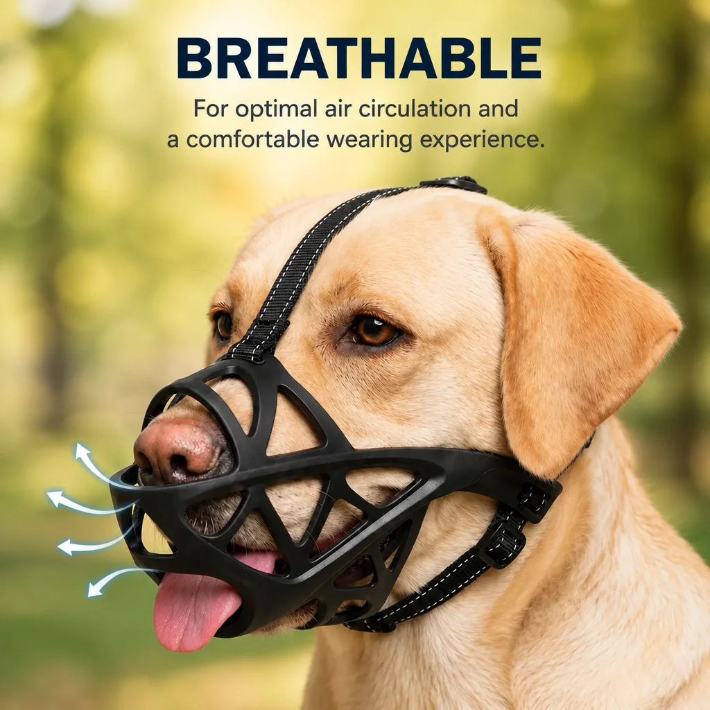 Dog Muzzle Breathable Lightweight Adjustable Reflective Strap