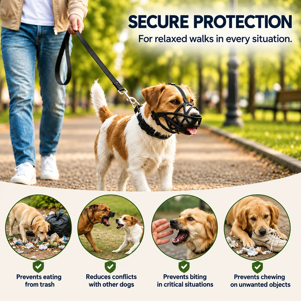Dog Muzzle Breathable Lightweight Adjustable Reflective Strap