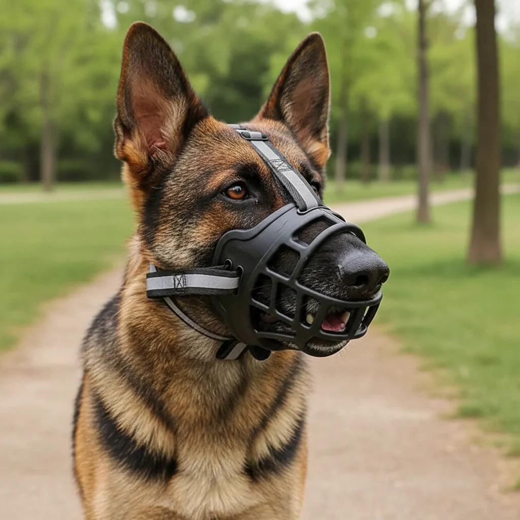 Dog Muzzle Breathable Mesh Adjustable Head & Jaw Straps