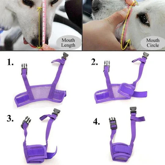 Dog Muzzle Open Mesh Adjustable Strap & Five Sizes
