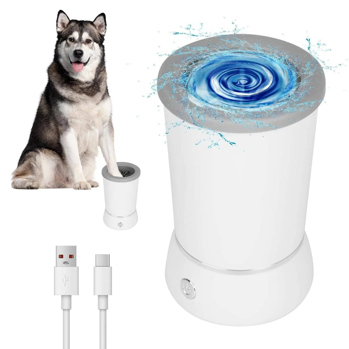 Dog Paw Cleaner Rotating Silicone Brushes Rechargeable