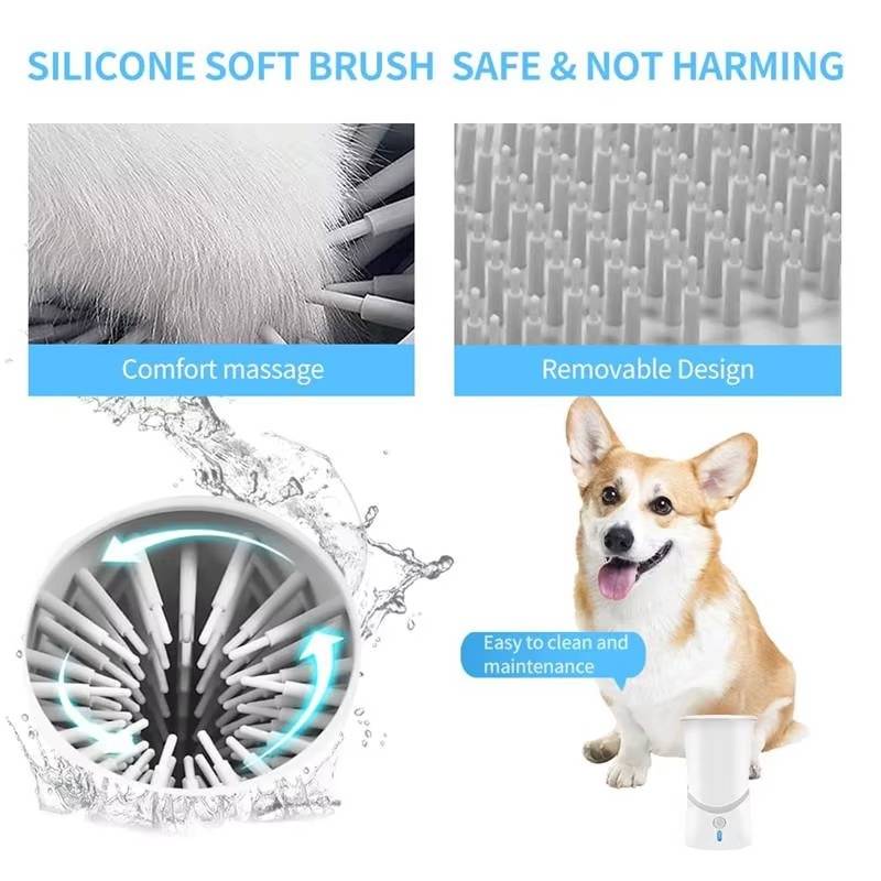 Dog Paw Cleaner Rotating Silicone Brushes Rechargeable