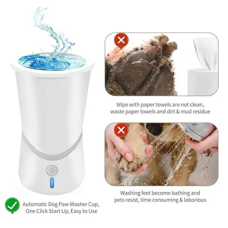 Dog Paw Cleaner Rotating Silicone Brushes Rechargeable