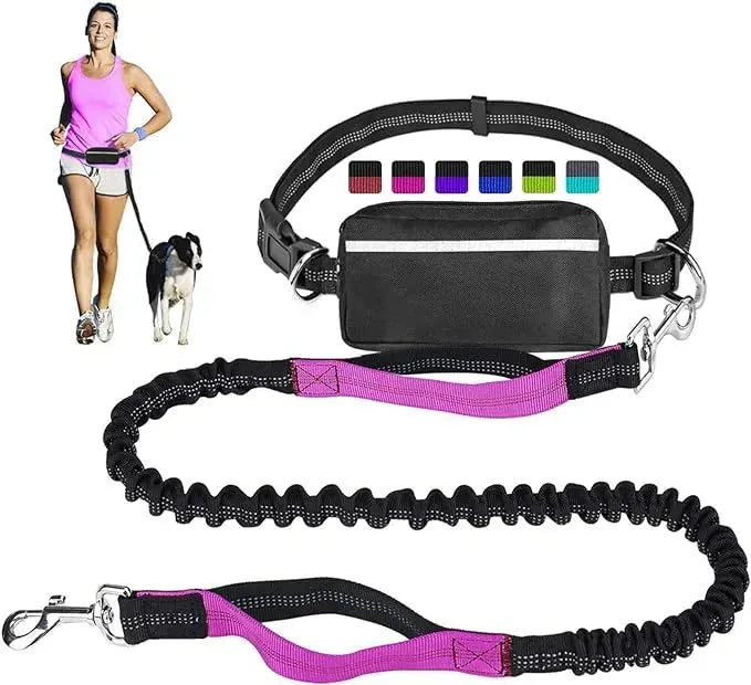 Dog Running Leash Hands-Free Reflective Shock-Absorbing Elastic