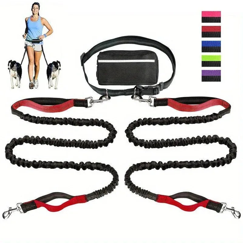 Dog Running Leash Hands-Free Reflective Shock-Absorbing Elastic