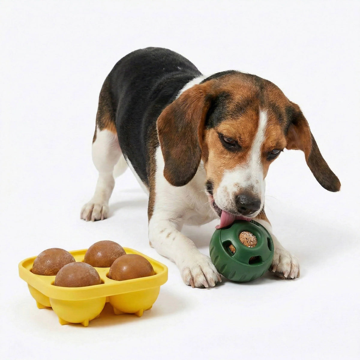 Dog Treat Ball Natural Rubber Freezable Extended Playtime