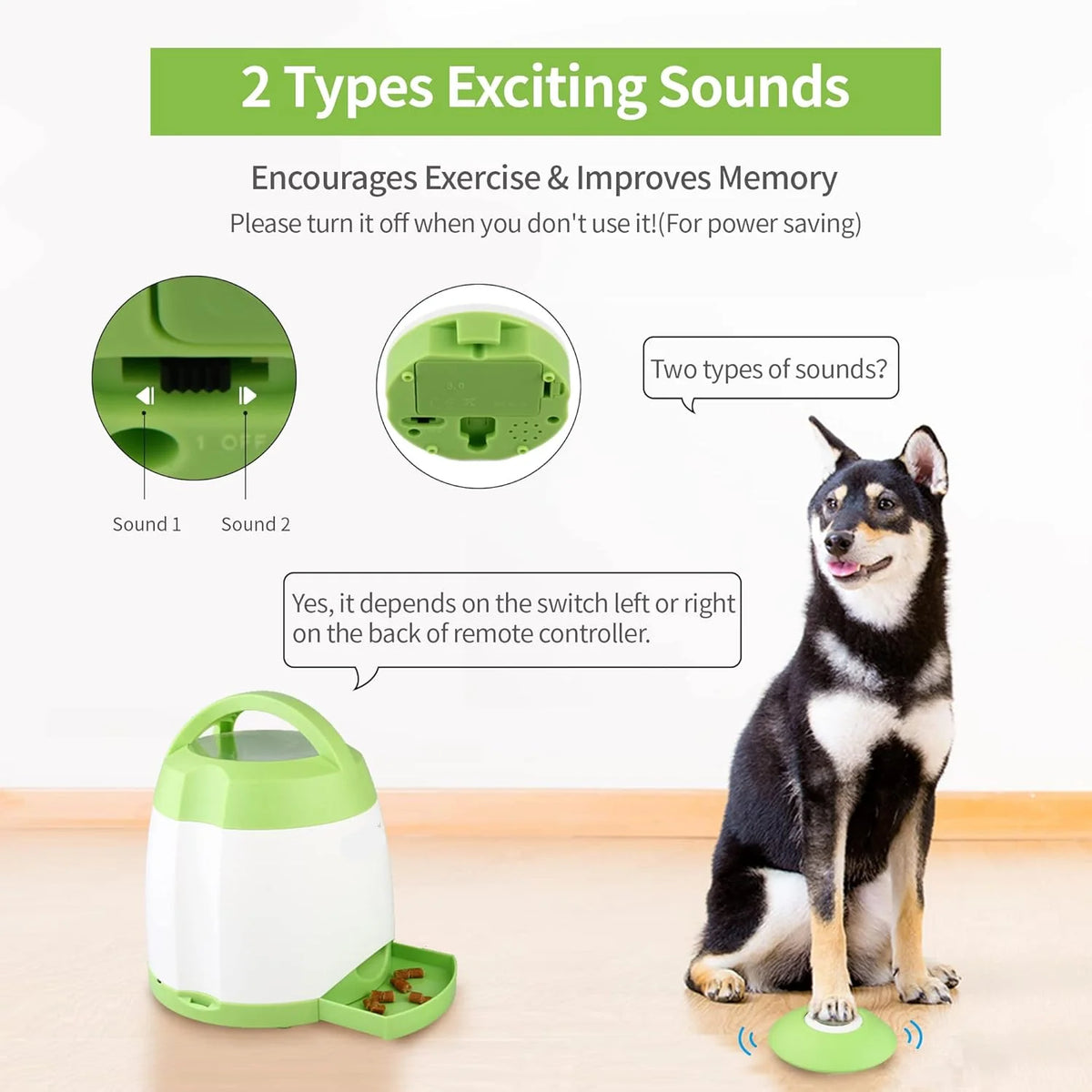Dog Treat Dispenser Squeaky Remote & Adjustable Portions
