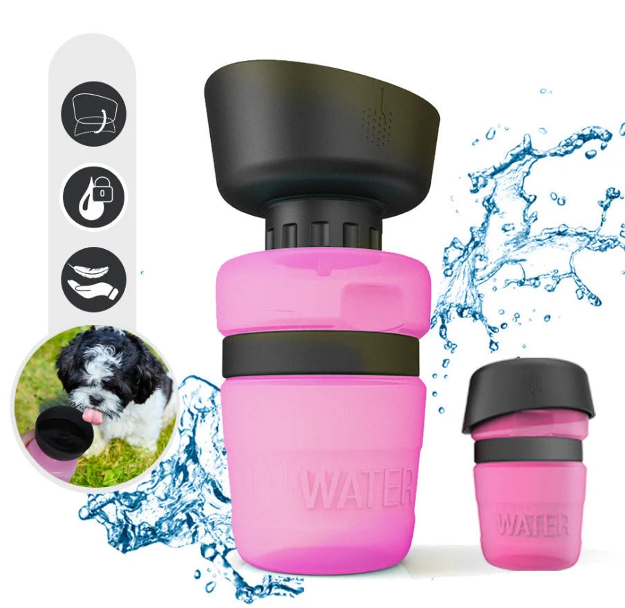 Dog Water Bottle Squeeze-to-Fill Bowl Leak-Proof BPA-Free