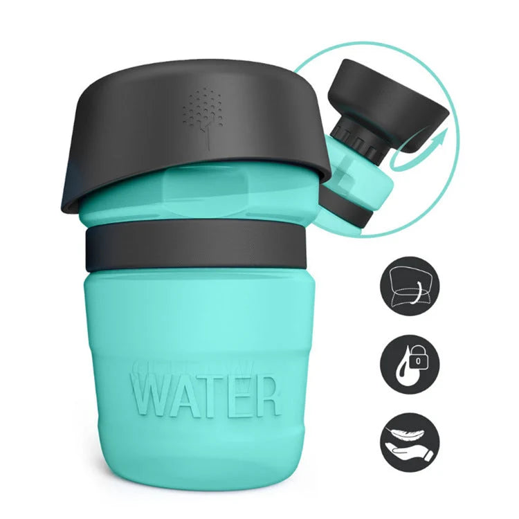 Dog Water Bottle Squeeze-to-Fill Bowl Leak-Proof BPA-Free