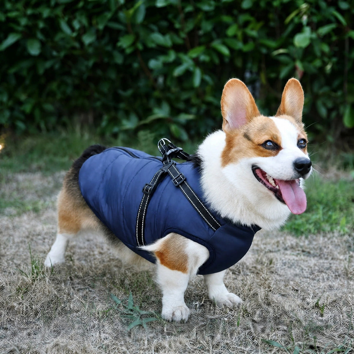 Dog Winter Coat Padded Soft Lining Integrated Harness