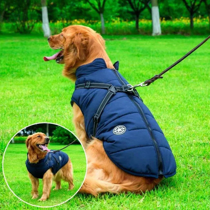 Dog Winter Jacket Waterproof & Sherpa-Lined Built-In Harness