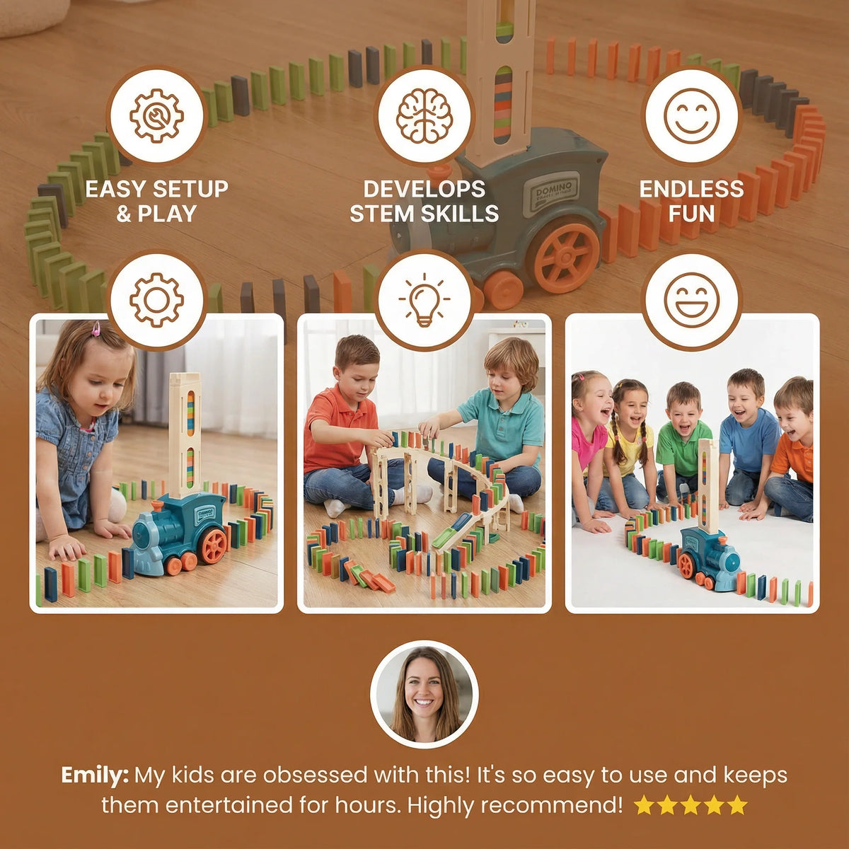 Domino Train Motorized Auto Placement Reusable Cartridge