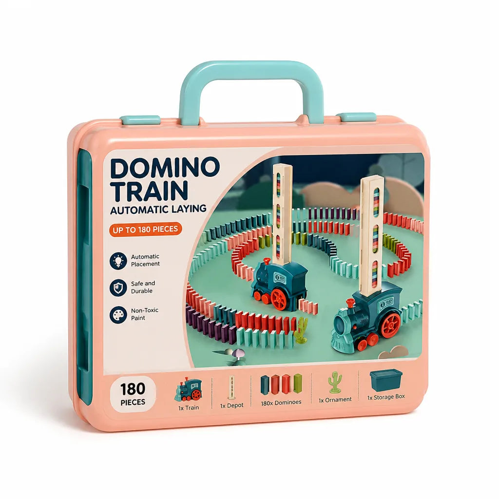 Domino Train Toy Automatic Domino Laying Up to 180 Pieces