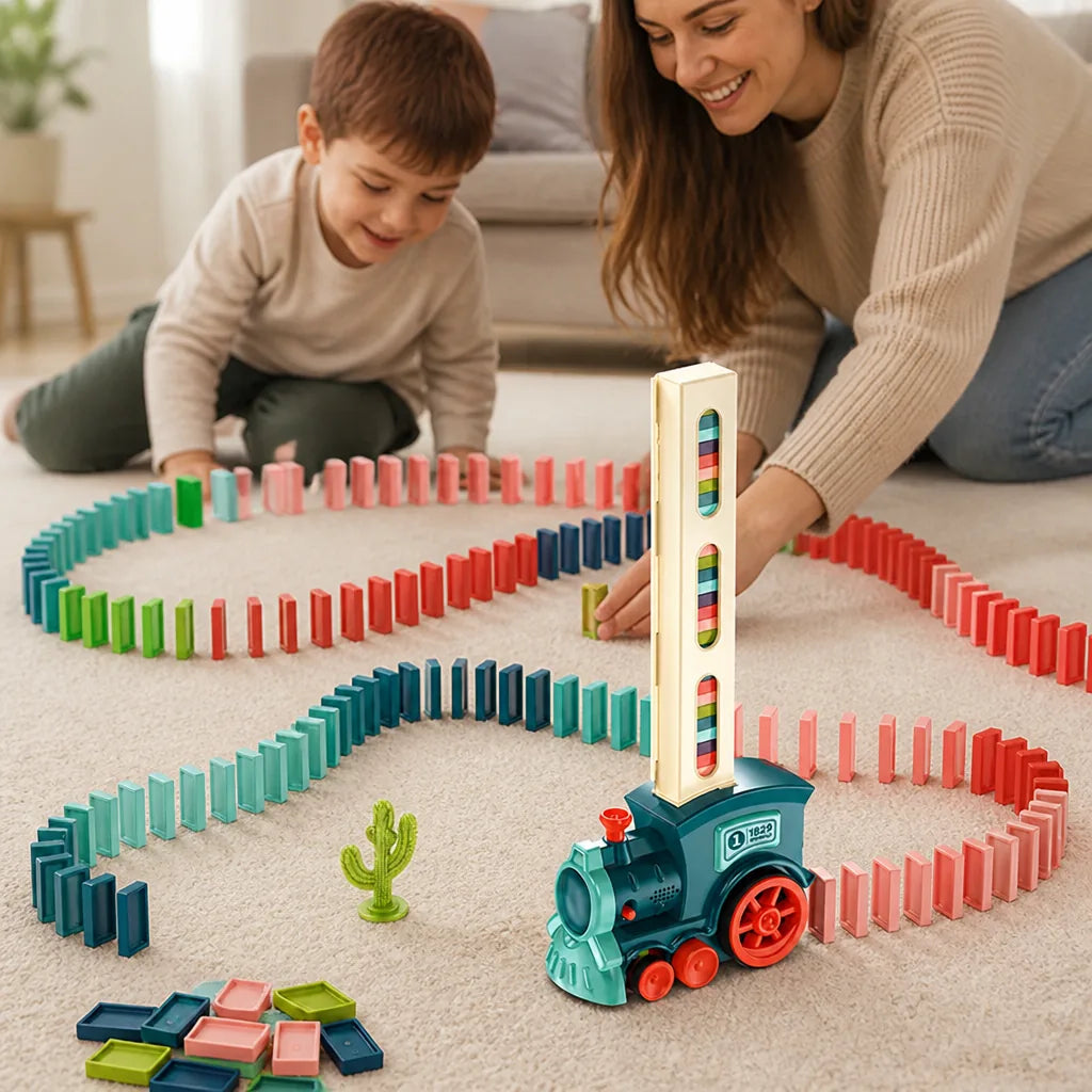 Domino Train Toy Automatic Domino Laying Up to 180 Pieces