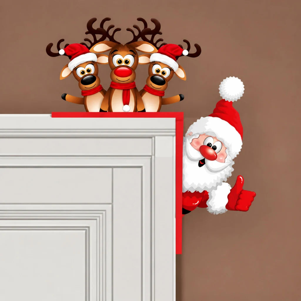 Door Decoration Santa & Reindeer Indoor Outdoor Durable
