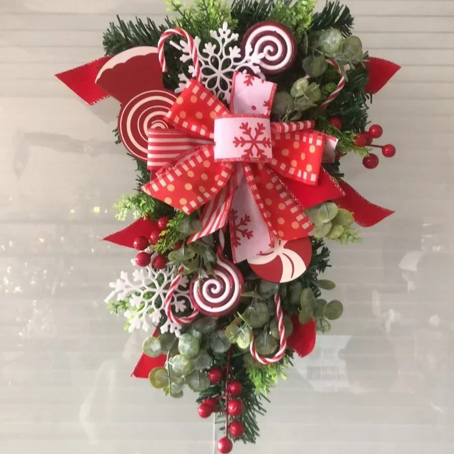 Door & Mantel Arrangement Ribbon & Candy Cane Accents