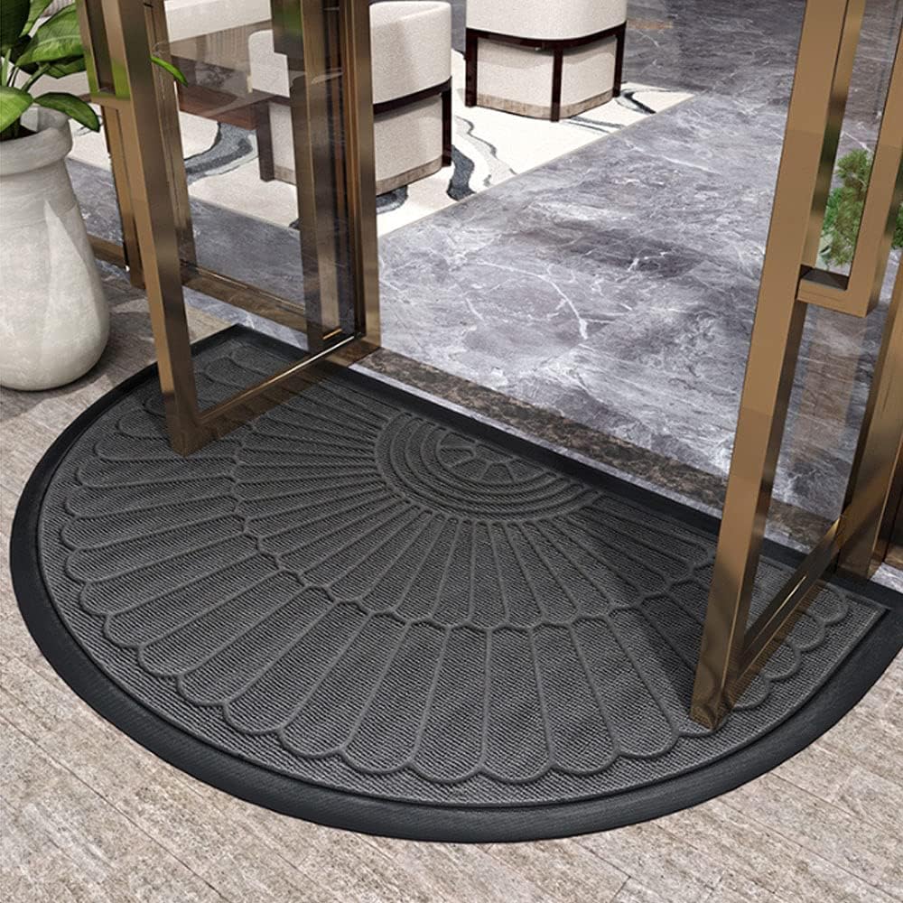 Door Mat Semi-Circular Dense Pile Non-Slip Rubber Base