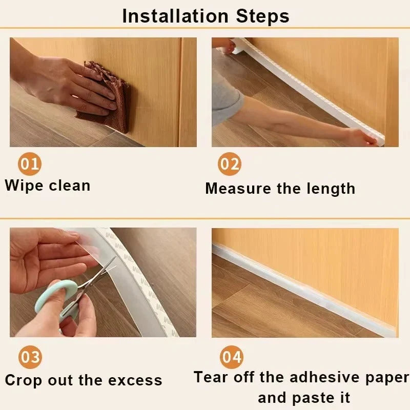 Door Weather Strip Clear Silicone Self-Adhesive 16.4-Foot Roll