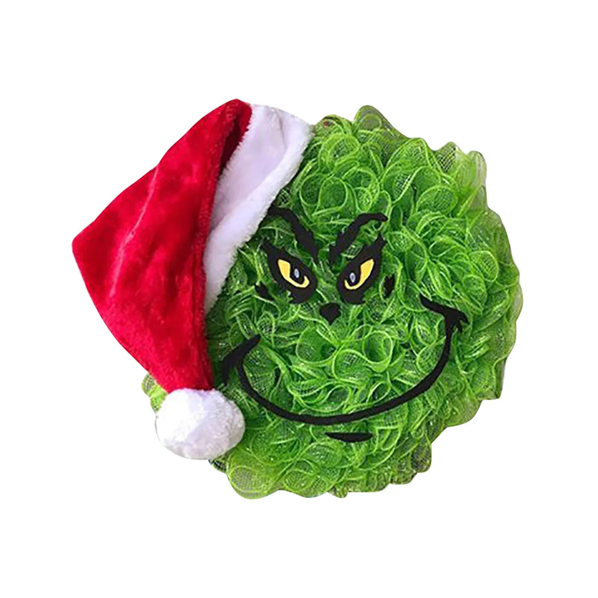 Door Wreath Grinch Face Weather-Resistant 40 Cm