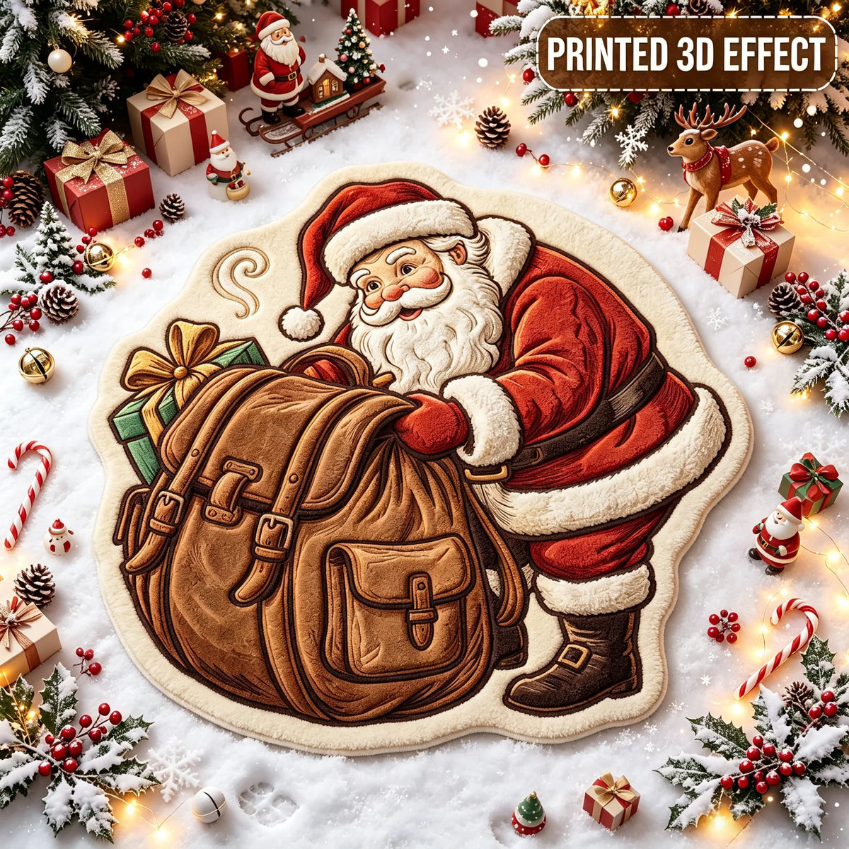 Doormat 3D Printed Santa Wear-Resistant Easy-Clean
