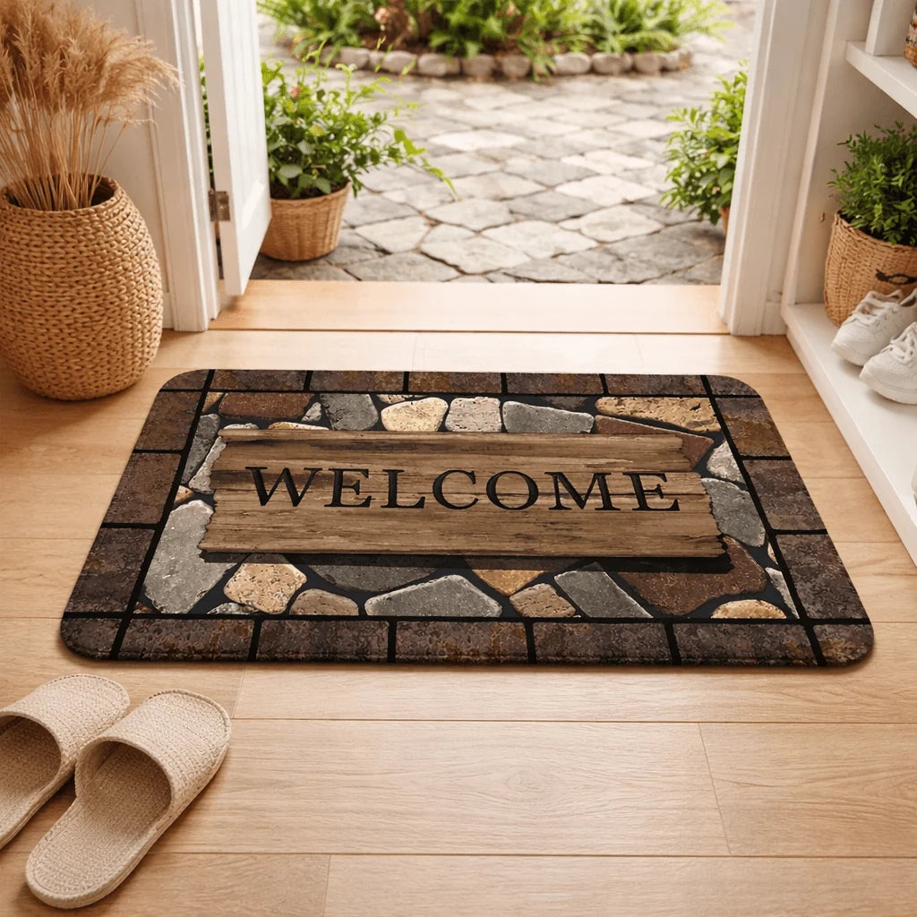 Doormat Floral Pattern Non-Slip Underside
