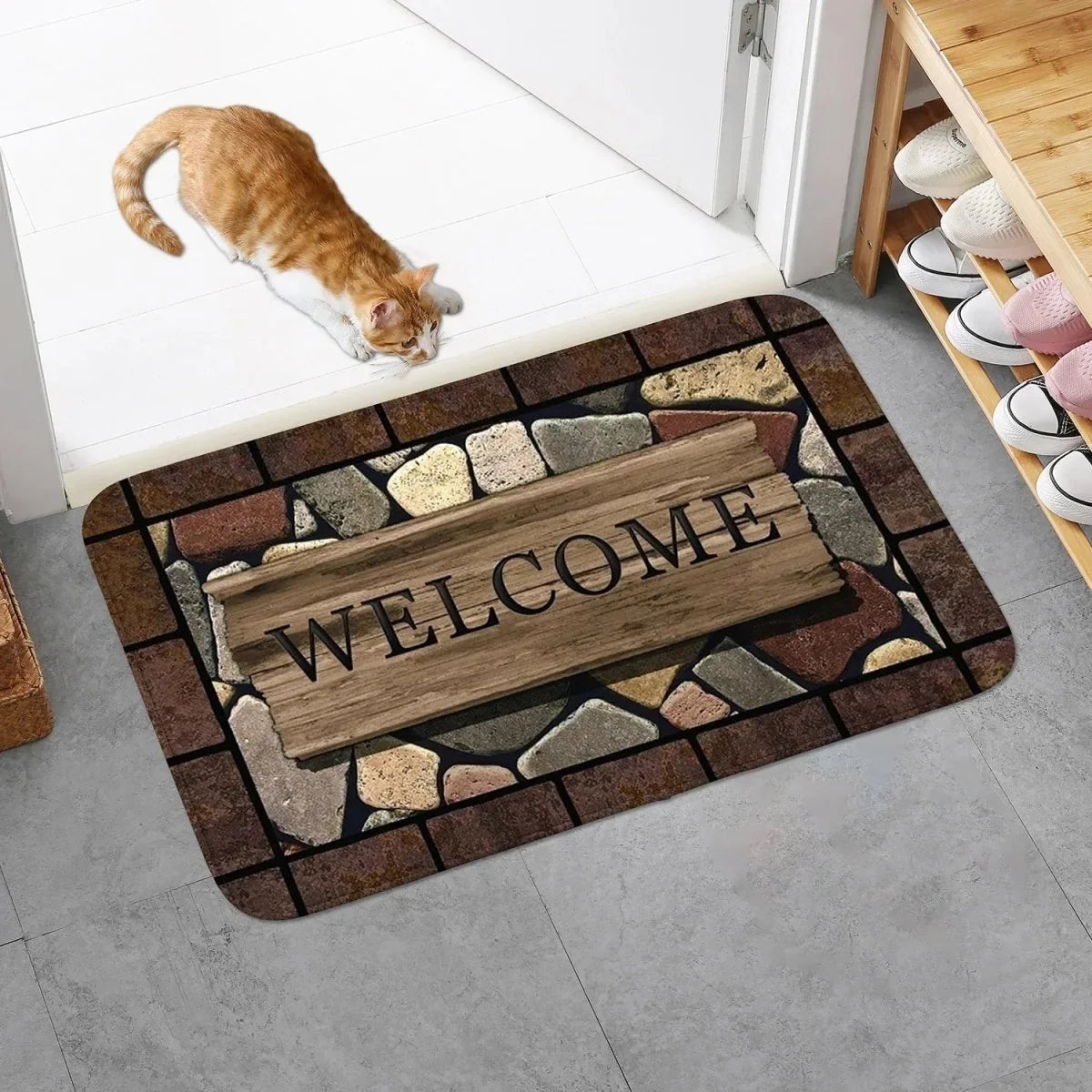 Doormat Floral Pattern Non-Slip Underside