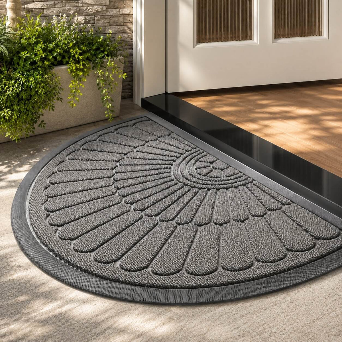 Doormat Half-Moon Textured Rubber Non-Slip Backing